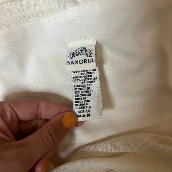 Vtg 90s Womens Maxi Dress 14 Ivory Ruched Broach Wedding Romantic Ethereal Angel - Picture 4 of 12